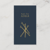 ミニマルエレガントリストブルーゴールデンピン美容師 名刺 (正面)