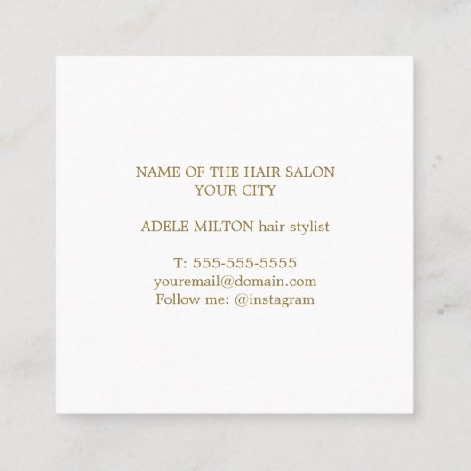 ミニマルエレガントリストブルーゴールデンヘアピン スクエア名刺 (裏面)