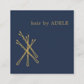 ミニマルエレガントリストブルーゴールデンヘアピン スクエア名刺 (正面)