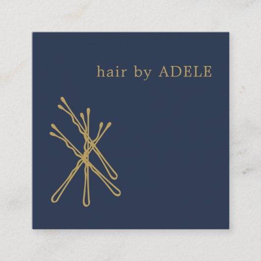 ミニマルエレガントリストブルーゴールデンヘアピン スクエア名刺 (正面)
