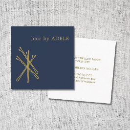 ミニマルエレガントリストブルーゴールデンヘアピン スクエア名刺