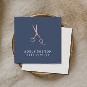 ミニマルエレガントリストブルーバラ金ゴールド美容師 スクエア名刺