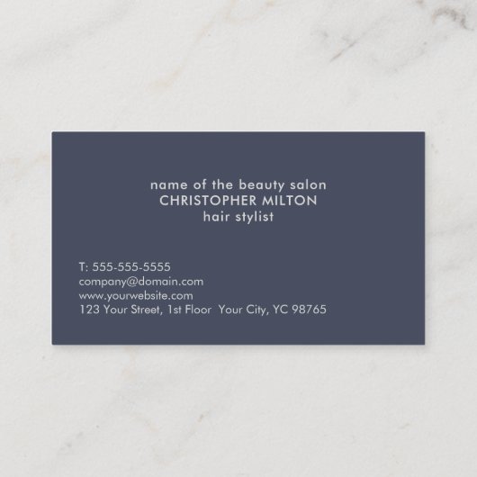 ミニマルエレガントリストブルーフェイクシルバー美容師 名刺 (裏面)