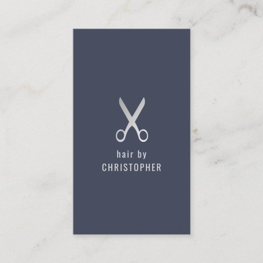ミニマルエレガントリストブルーフェイクシルバー美容師 名刺 (正面)