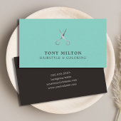 ミニマルエレガントリストブルーブラックシルバーヘアスタイル 名刺