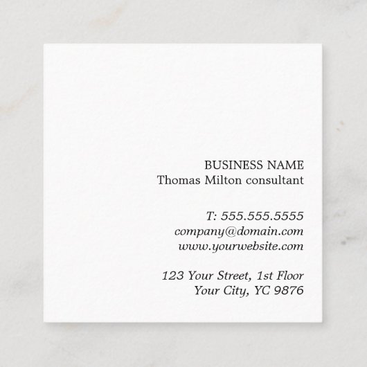 ミニマルエレガントリストブルーホワイトコンサルタント スクエア名刺 (裏面)