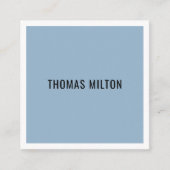 ミニマルエレガントリストブルーホワイトコンサルタント スクエア名刺 (正面)