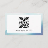 ミニマルエレガントリストブルーホワイトコンサルタントQRコード 名刺 (正面)