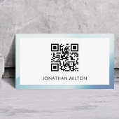 ミニマルエレガントリストブルーホワイトコンサルタントQRコード 名刺