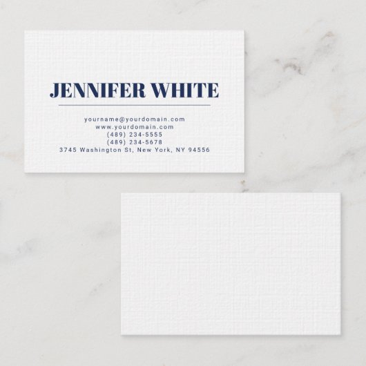 ミニマルエレガントリストブルー&ホワイトプレーンレトロ 名刺 (正面/裏面)