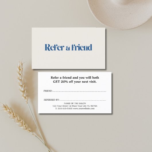 ミニマルエレガントリストベージュブルーサロン 紹介カード