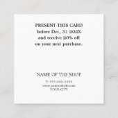 ミニマルエレガントリストベージュレッドショップクーポン 割引カード (裏面)