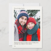ミニマルエレガントリストホリデーフォトサンキューカード サンキューカード (正面)
