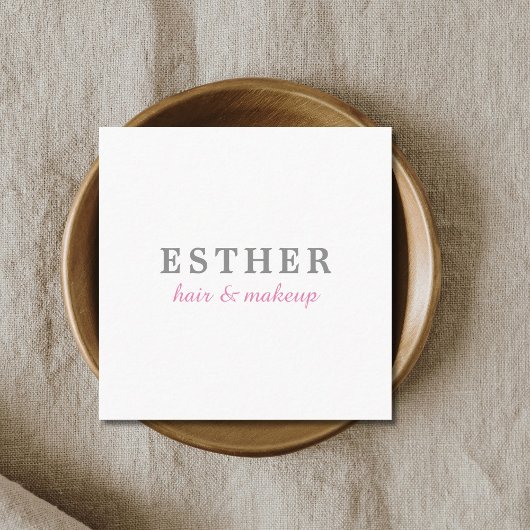 ミニマルエレガントリストホワイトピンクヘア&メイクアップ スクエア名刺