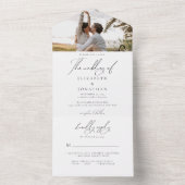 ミニマルエレガントリストホワイトフォトRSVP結婚's オールインワン招待状 (内側)