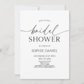ミニマルエレガントリストホワイトブラックブライダルシャワー 招待状 (正面)