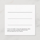 ミニマルエレガントリストホワイト美しいアポイントメント 予約カード (裏面)