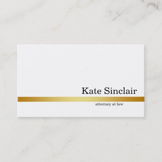 ミニマルエレガントリストホワイト金ゴールドライン弁護士 名刺 (正面)