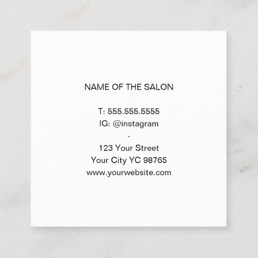 ミニマルエレガントリストホワイラフェイクンカミソリ理容師 スクエア名刺 (裏面)