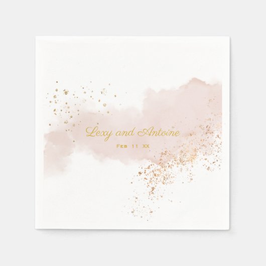 ミニマルエレガントリストマイヴウォーター色金ゴールド(ばちゃばちゃ)跳ねる スタンダードカクテルナプキン (正面)