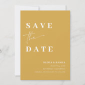 ミニマルエレガントリストマスタード写真デートの保存 招待状 (正面)