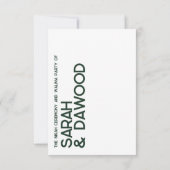 ミニマルエレガントリストムスリムホワイトグリーンウェディングRSVP 出欠カード (裏面)