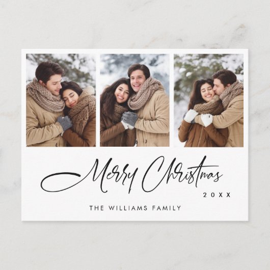 ミニマルエレガントリストメリークリスマスホリデー写真 ポストカード (正面)