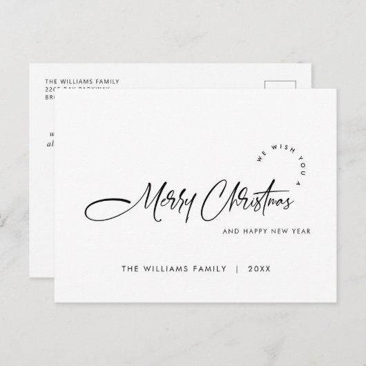 ミニマルエレガントリストメリークリスマスホリデー ポストカード (正面/裏面)