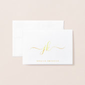 ミニマルエレガントリストモノグラムイニシャル 箔カード (封筒付き正面)