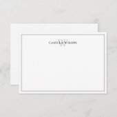 ミニマルエレガントリストモノグラムグレイカスタムホワイト ノートカード (正面/裏面)