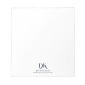 ミニマルエレガントリストモノグラムダークネイビーブルースタイリッシュ ノートパッド (正面)