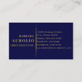 ミニマルエレガントリストモノグラムダークネイビーブルー金ゴールド 名刺 (裏面)