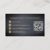 ミニマルエレガントリストモノグラムダークネイビーブルーQRコード 名刺 (裏面)