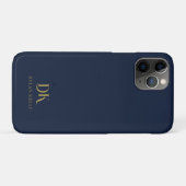 ミニマルエレガントリストモノグラムダークブルースタイリッシュ金ゴールド Case-Mate iPhoneケース (裏面(横))
