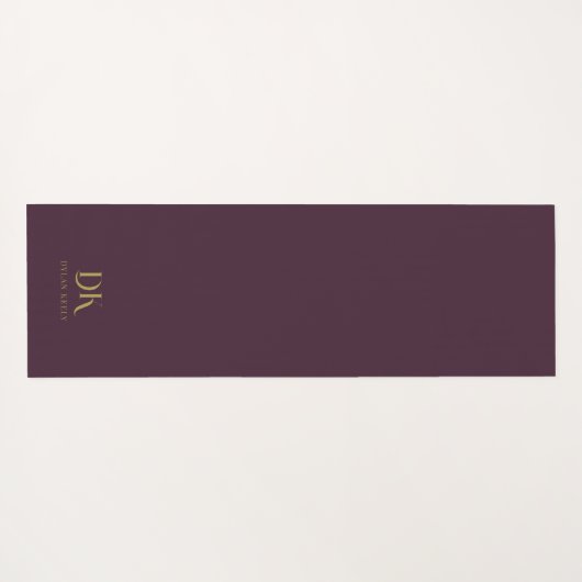 ミニマルエレガントリストモノグラムダークレッドスタイリッシュ金ゴールド ヨガマット (裏面(横))