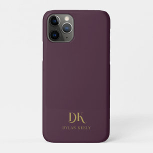 ミニマルエレガントリストモノグラムダークレッドスタイリッシュ金ゴールド iPhone 11 PROケース