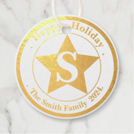 ミニマルエレガントリストモノグラムハッピーホリデー フェイバータグ