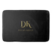 ミニマルエレガントリストモノグラムブラックスタイリッシュ金ゴールド バスマット (正面)