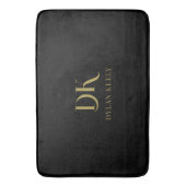 ミニマルエレガントリストモノグラムブラックスタイリッシュ金ゴールド バスマット (正面縦)