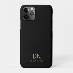 ミニマルエレガントリストモノグラムブラックスタイリッシュ金ゴールド iPhone 11 PROケース