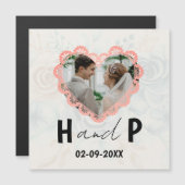 ミニマルエレガントリストモノグラム写真結婚の マグネット招待状 (正面/裏面)