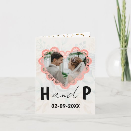 ミニマルエレガントリストモノグラム写真結婚の 招待状 (正面)