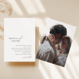 ミニマルエレガントリストモノグラム写真結婚の 招待状