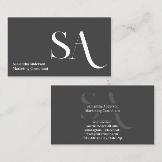 ミニマルエレガントリストモノグラム名刺 | カスタム 名刺 (正面/裏面)