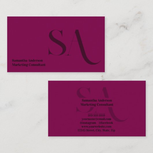 ミニマルエレガントリストモノグラム名刺 | カスタム 名刺 (正面/裏面)