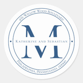 ミニマルエレガントリストモノグラム差出人住所シール ラウンドシール