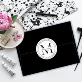 ミニマルエレガントリストモノグラム差出人住所シール ラウンドシール