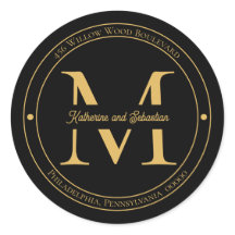 ミニマルエレガントリストモノグラム差出人住所シール