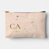 ミニマルエレガントリストモノグラム金ゴールドピーチピンク旅行 アクセサリーポーチ (正面)