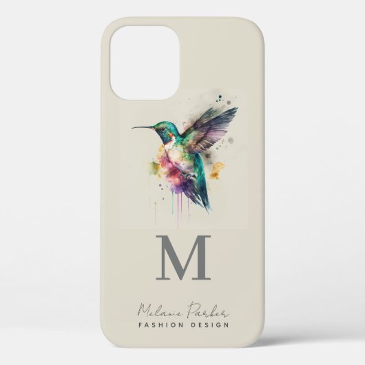 ミニマルエレガントリストモノグラムHummingbird写真名 Case-Mate iPhoneケース (裏面)